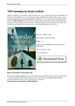 <FREE>^PDF Someday by David Levithan