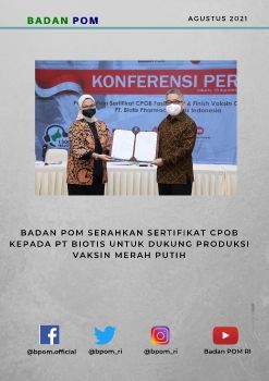 Badan POM Serahkan Sertifikat CPOB kepada PT Biotis untuk Dukung Produksi Vaksin Merah Putih