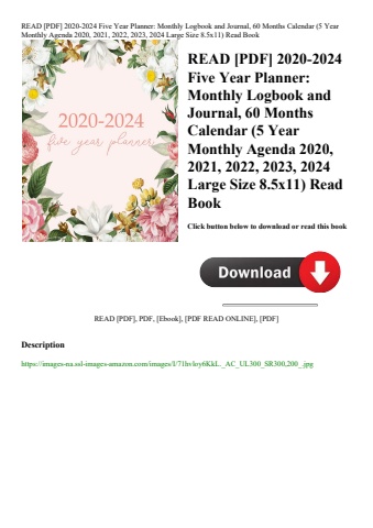 read [pdf] 2020-2024 five year planner monthly logbook and journal  60 months calendar (5 year month