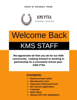 KMS Staff Welcome Back Packet