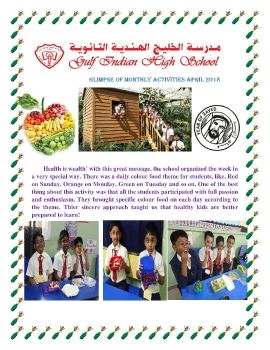 GLIMPSE OF MONTHLY ACTIVITIES APRIL 2018