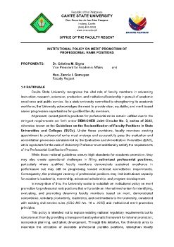 Proposed Merit Promotion for Professorial Ranks