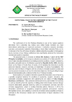 Policy on Conferment of Professor Emeritus