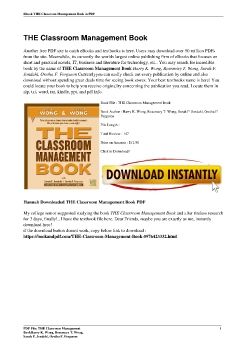 THE Classroom Management BookHarry K. Wong, Rosemary T. Wong, Sarah F. Jondahl, Oretha F. Ferguson