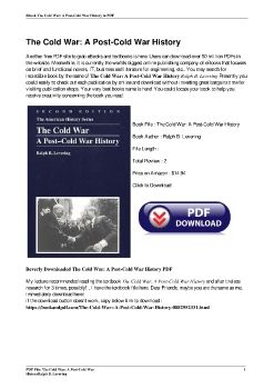 The Cold War: A Post-Cold War HistoryRalph B. Levering