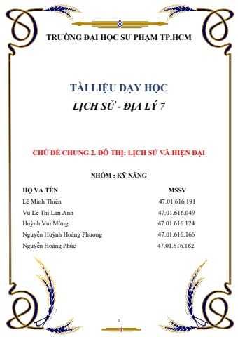 CHỦ ĐỀ CHUNG 2 ĐÔ THỊ_TÀI LIỆU DẠY HỌC_NHÓM KỸ NĂNG