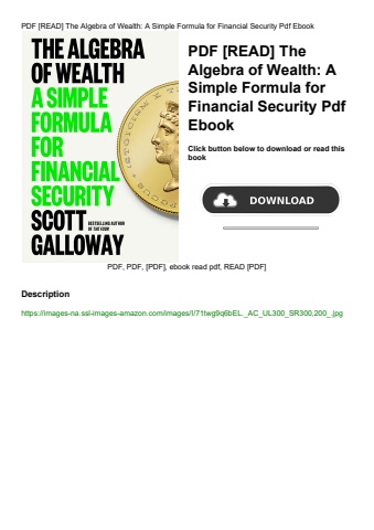 pdf [read] the algebra of wealth a simple formula for financial security pdf ebook