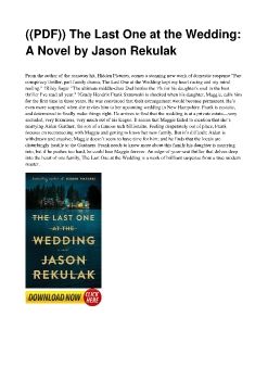 ((PDF)) The Last One at the Wedding: A Novel by Jason Rekulak