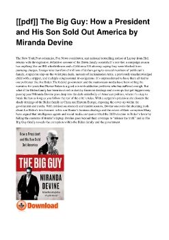 [[pdf]] The Big Guy: How a President and His Son Sold Out America by Miranda Devine