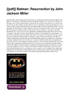 [[pdf]] Batman: Resurrection by John Jackson Miller