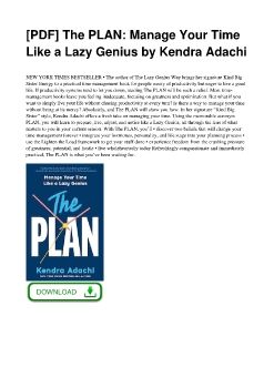 [PDF] The PLAN: Manage Your Time Like a Lazy Genius by Kendra Adachi