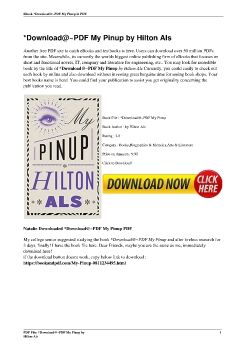 *Download@~PDF My Pinup by Hilton Als