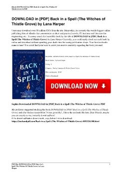 DOWNLOAD in [PDF] Back in a Spell (The Witches of Thistle Grove) by Lana Harper