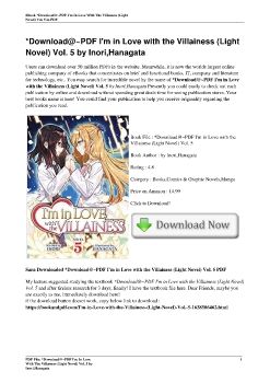 *Download@~PDF I'm in Love with the Villainess (Light Novel) Vol. 5 by Inori,Hanagata