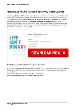 *Download ^PDF# Life Isn't Binary by Iantaffi,Barker