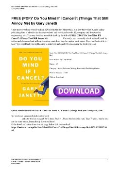 FREE (PDF)* Do You Mind If I Cancel?: (Things That Still Annoy Me) by Gary Janetti