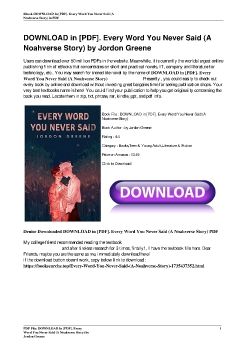 DOWNLOAD in [PDF]. Every Word You Never Said (A Noahverse Story) by Jordon Greene