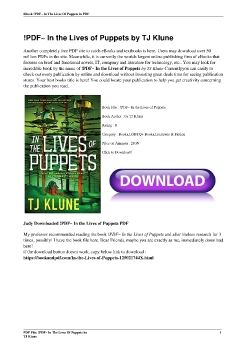 !PDF~ In the Lives of Puppets by TJ Klune