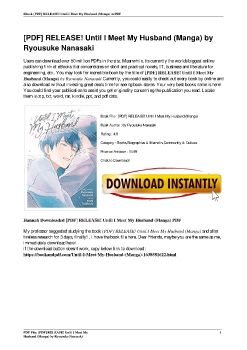 [PDF] RELEASE! Until I Meet My Husband (Manga) by Ryousuke Nanasaki