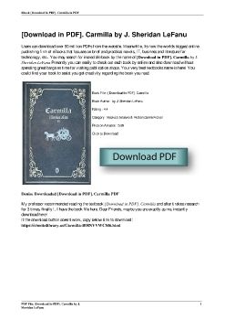 [Download in PDF]. Carmilla by J. Sheridan LeFanu