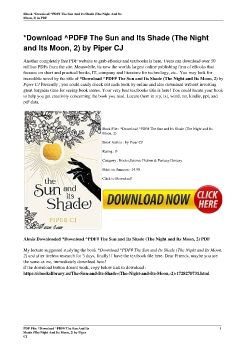 *Download ^PDF# The Sun and Its Shade (The Night and Its Moon, 2) by Piper CJ