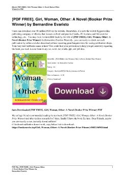 [PDF FREE]. Girl, Woman, Other: A Novel (Booker Prize Winner) by Bernardine Evaristo