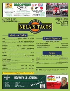 Nela's Tacos Menu 