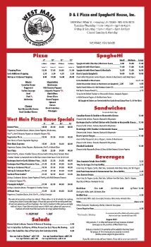 West Main Pizza Menu