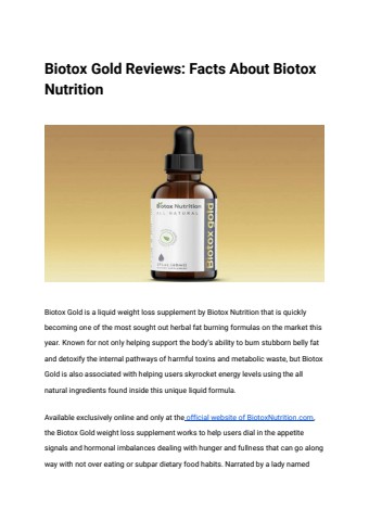 Biotox Gold Reviews_ Facts About Biotox Nutrition