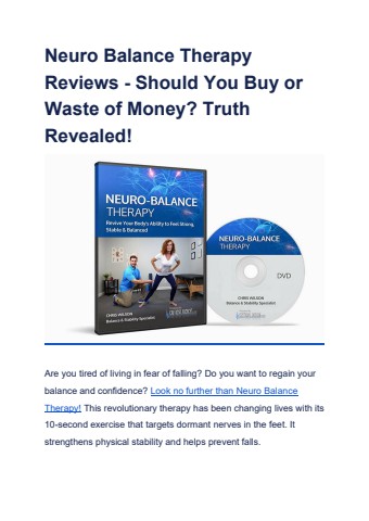 Neuro Balance Therapy Reviews - Should You Buy or Waste of Money
