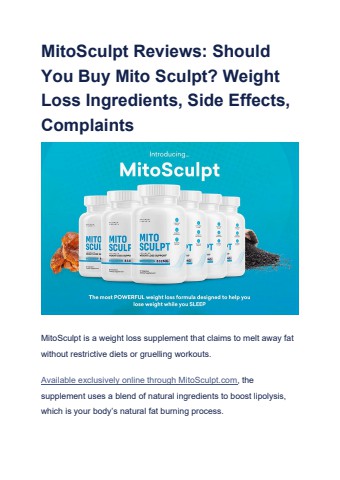 MitoSculpt Reviews_ Should You Buy Mito Sculpt_ Weight Loss Ingredients, Side Effects, Complaints