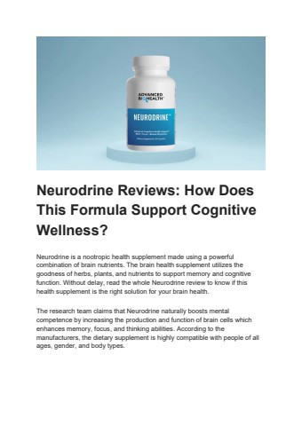 Neurodrine Reviews_ How Does This Formula Support Cognitive Wellness_
