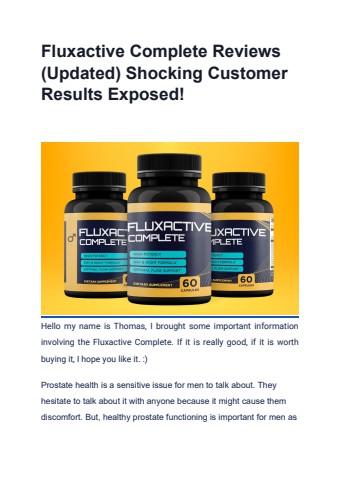 Fluxactive Complete Reviews (Updated) Shocking Customer Results Exposed
