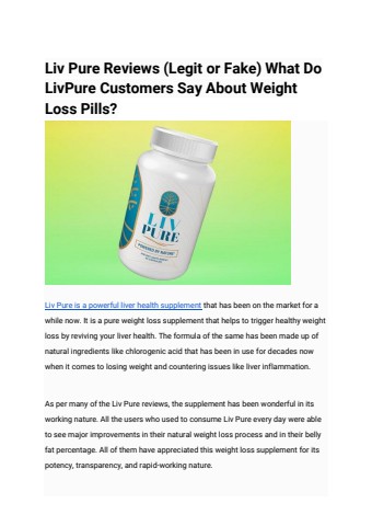 Liv Pure Reviews (Legit or Fake) What Do LivPure Customers Say About Weight Loss Pills
