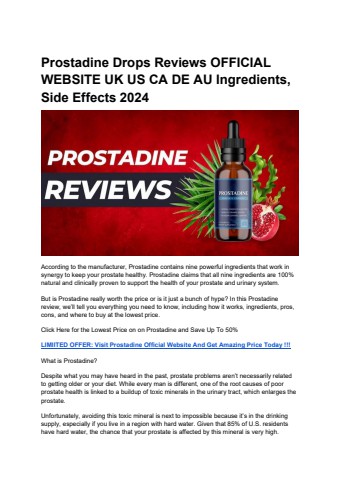 Prostadine Drops Reviews OFFICIAL WEBSITE UK US CA DE AU Ingredients, Side Effects 2024