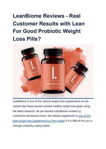 LeanBiome Reviews - Real Customer Results with Lean For Good Probiotic Weight Loss Pills