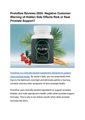 Protoflow Reviews 2024 Negative Customer Warning of Hidden Side Effects Risk or Real Prostate Support_