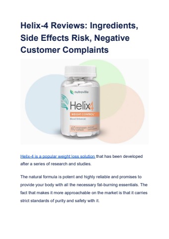 Helix-4 Reviews_ Ingredients, Side Effects Risk, Negative Customer Complaints