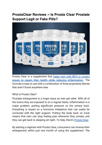 ProstaClear Reviews – Is Prosta Clear Prostate Support Legit or Fake Pills