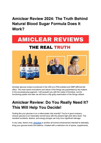 Amiclear Review 2024 The Truth Behind Natural Blood Sugar Formula Does It Work