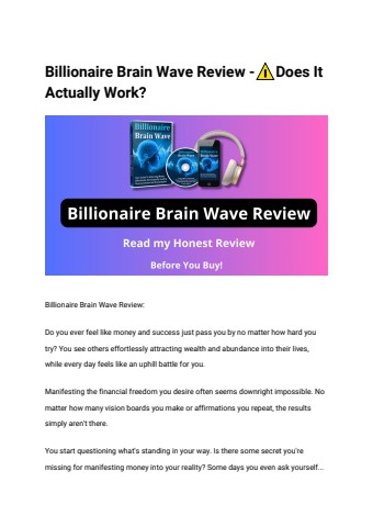 Billionaire Brain Wave Review -⚠️Does It Actually Work