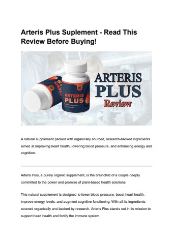Arteris Plus Suplement - Read This Review Before Buying!
