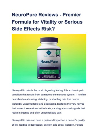 NeuroPure Reviews - Premier Formula for Vitality or Serious Side Effects Risk