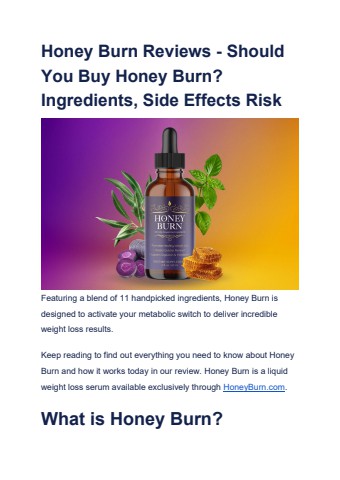Honey Burn Reviews - Should You Buy Honey Burn_ Ingredients, Side Effects Risk