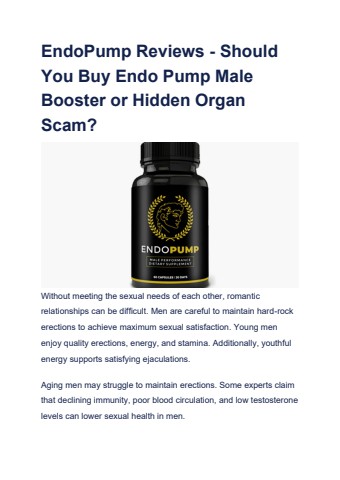 EndoPump Reviews - Should You Buy Endo Pump Male Booster or Hidden Organ Scam