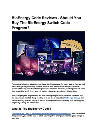 BioEnergy Code Reviews - Should You Buy The BioEnergy Switch Code Program_
