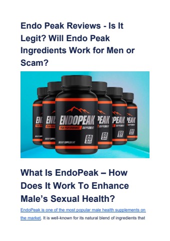 Endo Peak Reviews - Is It Legit_ Will Endo Peak Ingredients Work for Men or Scam_