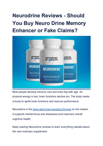 Neurodrine Reviews - Should You Buy Neuro Drine Memory Enhancer or Fake Claims