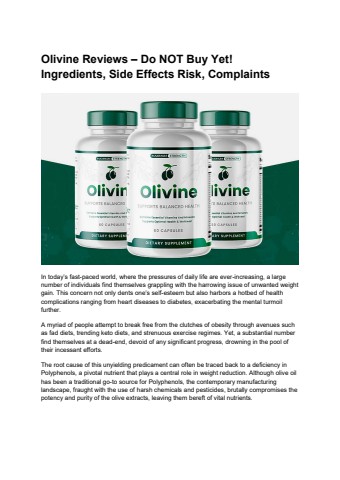 Olivine Reviews – Do NOT Buy Yet! Ingredients, Side Effects Risk, Complaints