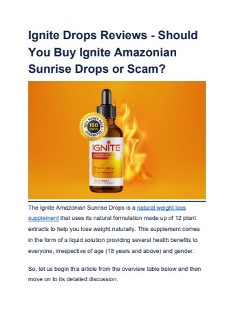 Ignite Drops Reviews - Should You Buy Ignite Amazonian Sunrise Drops or Scam